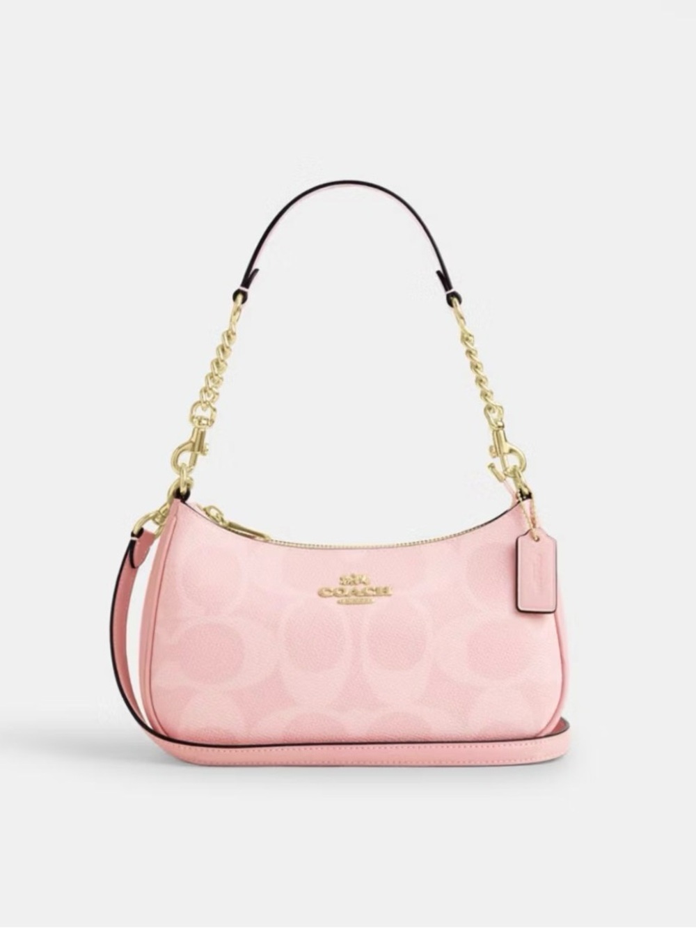 NWT Coach Teri Shoulder Bag In Signature Canvas, Powder Pink/Gold